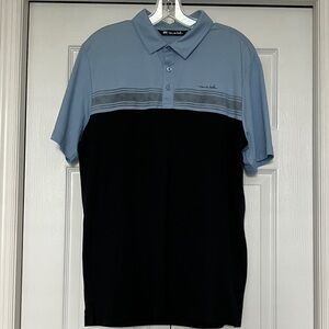 Travis Mathew Light Blue and Black Polo Shirt